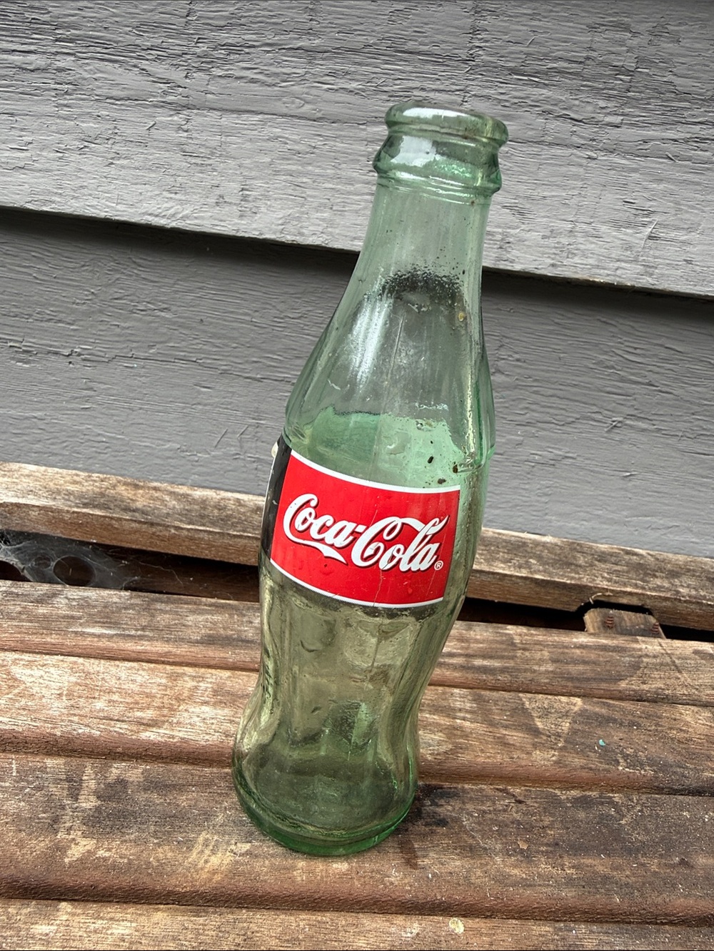 Coca Cola Green Glass Accent Bottle Vase with Red Logo